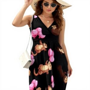 Abito donna senza maniche scollo V lontra mare palloncini