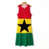 Abito Lungo Donna Ghana Bandiera Poliestere Senza Maniche