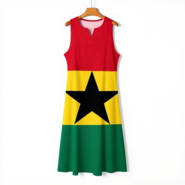 Abito Lungo Donna Ghana Bandiera Poliestere Senza Maniche