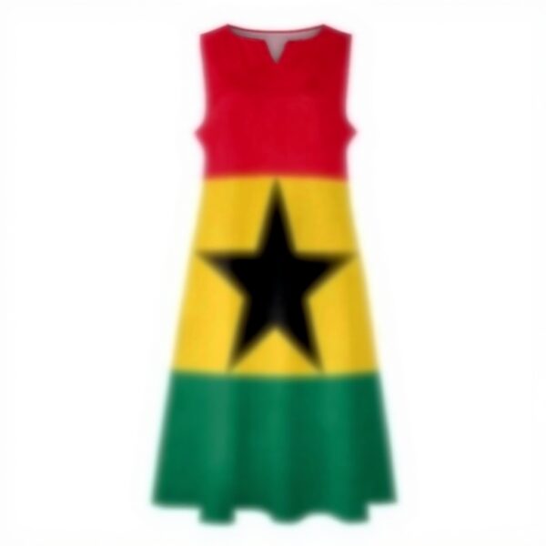 Abito Lungo Donna Ghana Bandiera Poliestere Senza Maniche