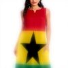 Abito Lungo Donna Ghana Bandiera Poliestere Senza Maniche
