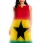 Abito Lungo Donna Ghana Bandiera Poliestere Senza Maniche