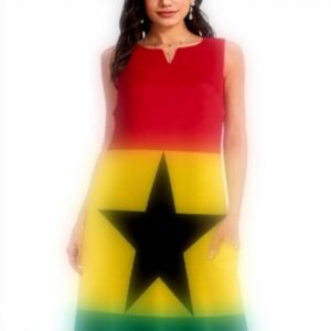 Abito Lungo Donna Ghana Bandiera Poliestere Senza Maniche