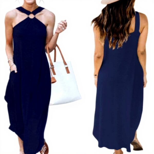 Abito lungo estivo casual YCHUCH halter orlo irregolare