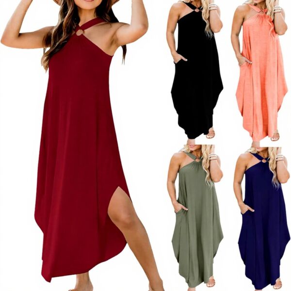 Abito lungo estivo casual YCHUCH halter orlo irregolare