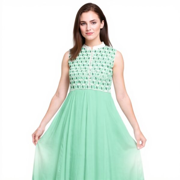 Bimba Mare Verde Geometrico Abito Anarkali Donna Kurtis