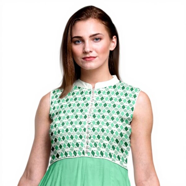 Bimba Mare Verde Geometrico Abito Anarkali Donna Kurtis
