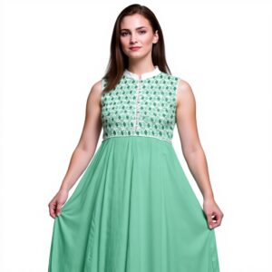 Bimba Mare Verde Geometrico Abito Anarkali Donna Kurtis