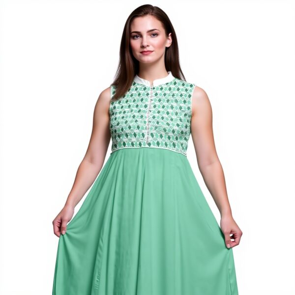 Bimba Mare Verde Geometrico Abito Anarkali Donna Kurtis