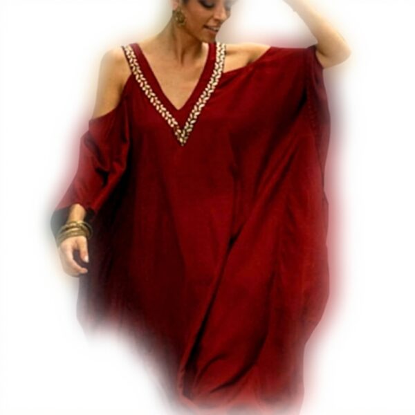 Copricostume Donna Caftano Boho Chic Maxi Dress Blu Chiaro