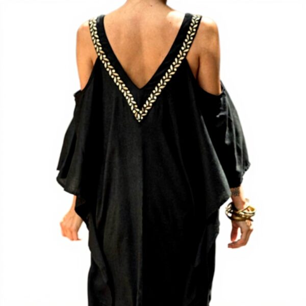 Copricostume Donna Caftano Boho Chic Maxi Dress Blu Chiaro