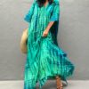 Copricostume Donna Caftano Vestito Mare Verde Boho Chic-3