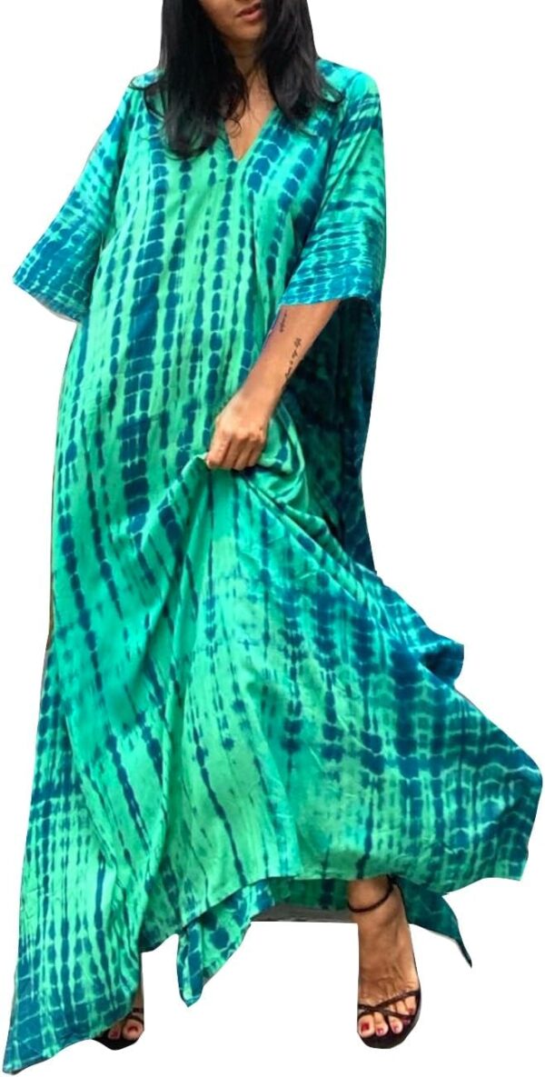 Copricostume Donna Caftano Vestito Mare Verde Boho Chic-1