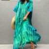 Copricostume Donna Caftano Vestito Mare Verde Boho Chic-5
