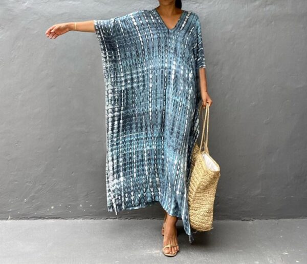Copricostume Donna Caftano Vestito Lungo Mare Boho Chic-4