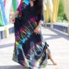 Copricostume Donna Caftano Vestito Mare Boho Chic Nero-2