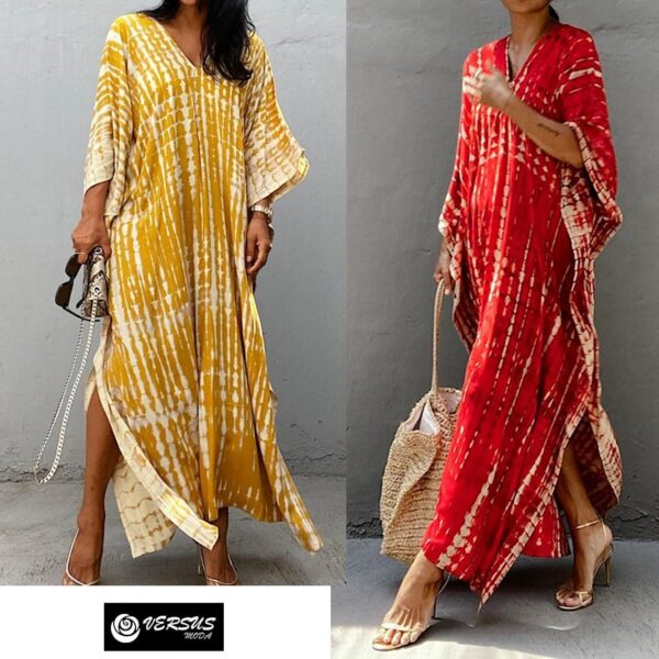 Copricostume Donna Caftano Vestito Lungo Mare Boho Chic-1