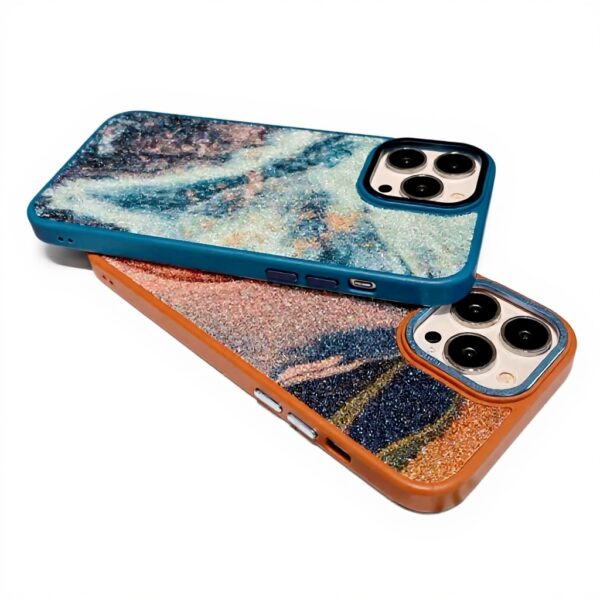 Custodia iPhone marmo diamantato glitterato silicone ALUKAP