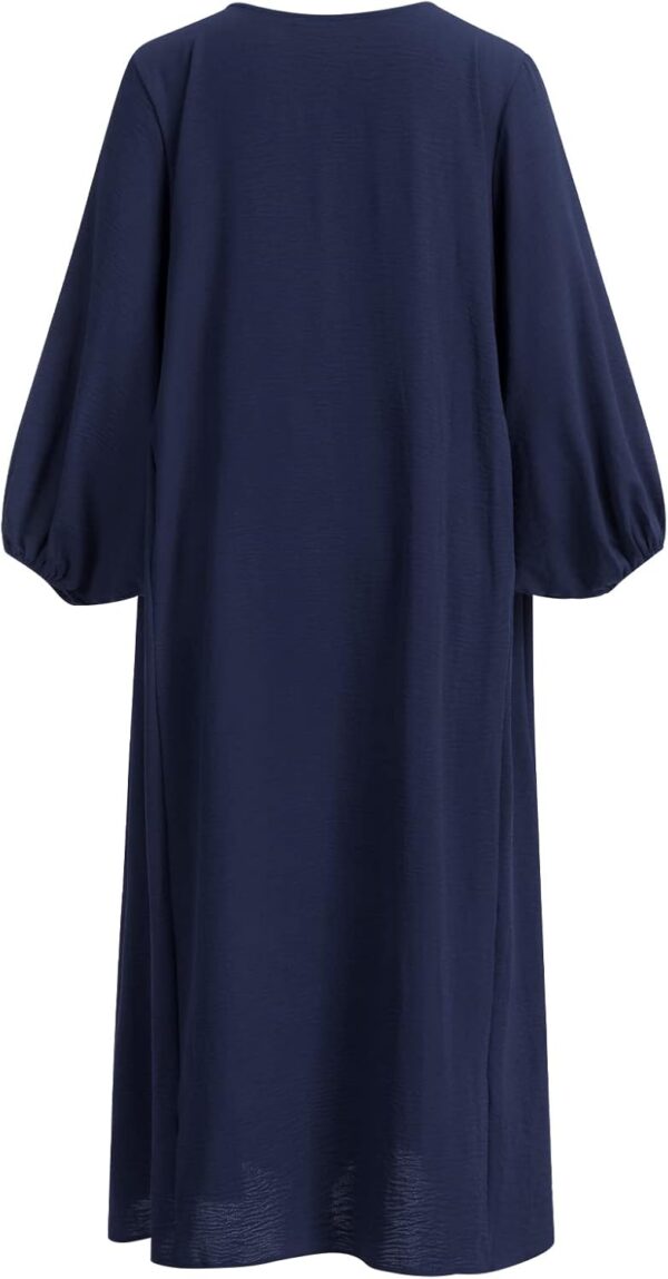 IMEKIS Abito musulmano donna Jilbab maniche sbuffo blu mare-4