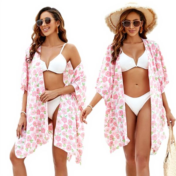 Kimono copricostume donna Wjsdsg ampio spacco laterale mare