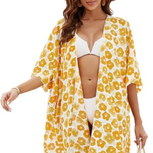 Kimono copricostume donna Wjsdsg ampio spacco laterale mare-0