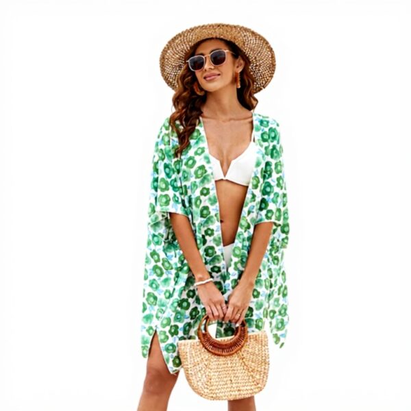 Kimono copricostume donna Wjsdsg ampio spacco laterale mare