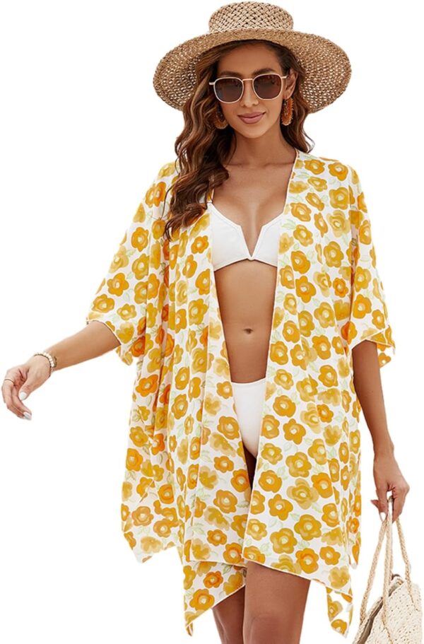 Kimono copricostume donna Wjsdsg ampio spacco laterale mare-0