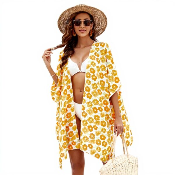 Kimono copricostume donna Wjsdsg ampio spacco laterale mare