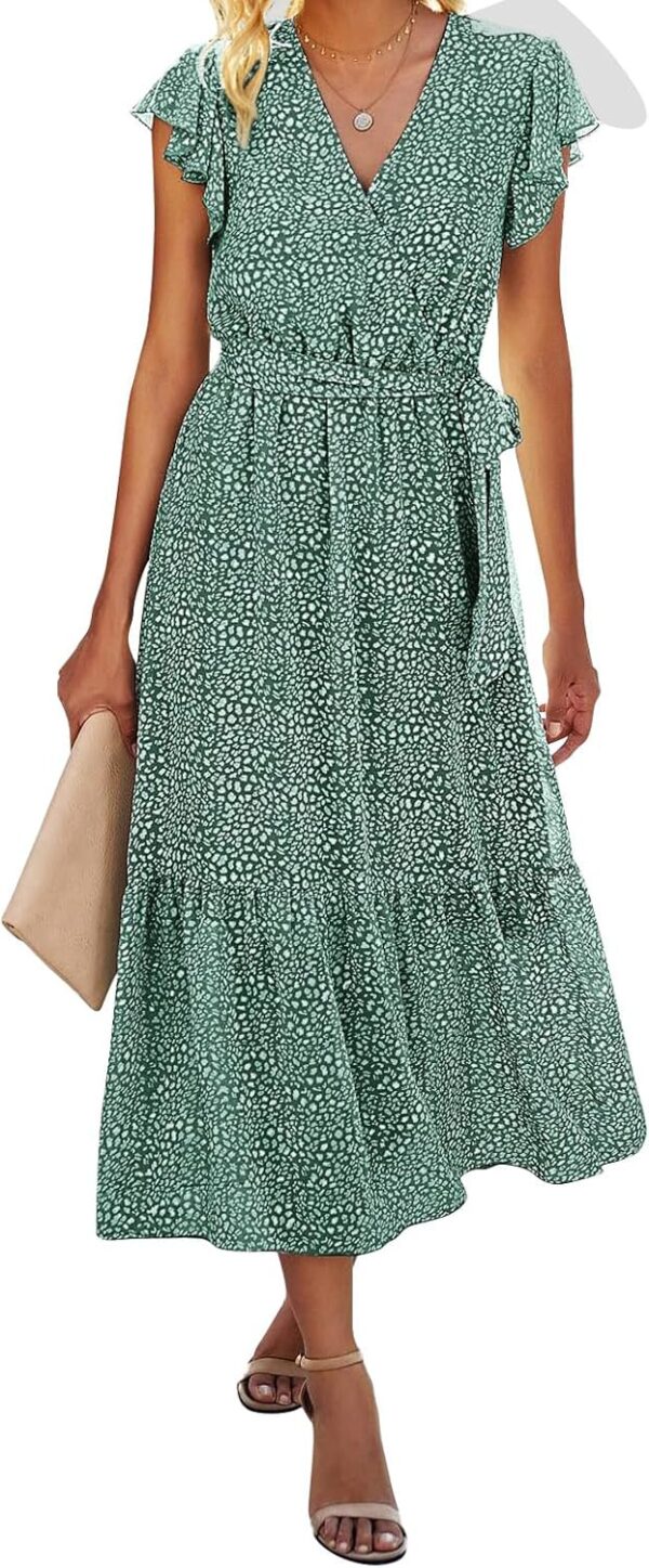 Vestiti Donna Onsoyours Abiti Mare Lunghi Boho Fiori Verde-0
