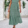 Vestiti Donna Onsoyours Abiti Mare Lunghi Boho Fiori Verde-2