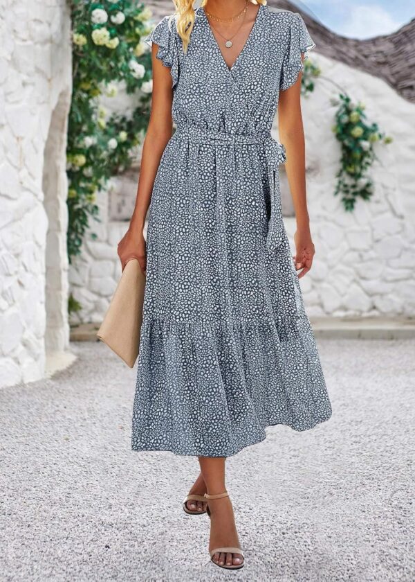 Vestito Donna Onsoyours Lungo Estivo Boho Fiori Blu-2