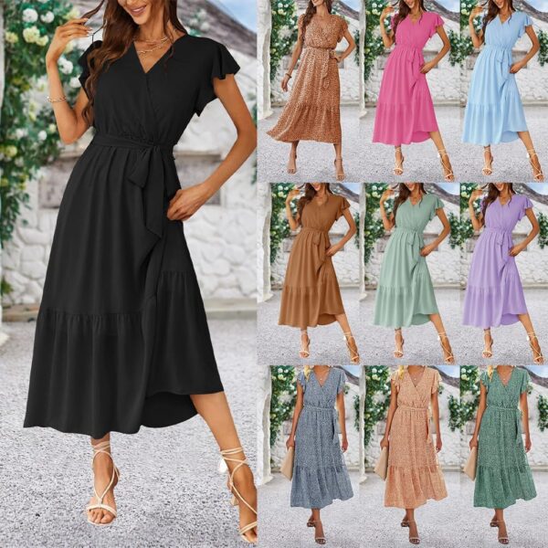 Vestiti Donna Onsoyours Abito Lungo Boho Fiori Viola Mare-1