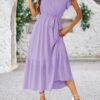 Vestiti Donna Onsoyours Abito Lungo Boho Fiori Viola Mare-2