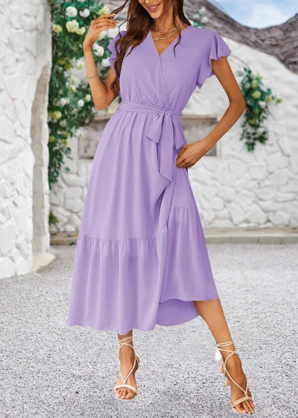 Vestiti Donna Onsoyours Abito Lungo Boho Fiori Viola Mare-2