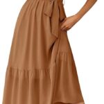 Vestiti Donna Onsoyours Abiti Mare Lunghi Boho Fiori Cachi-0