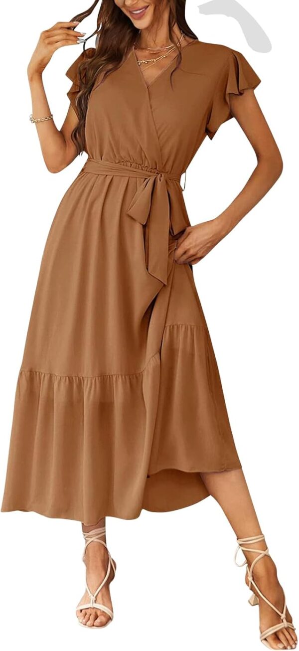 Vestiti Donna Onsoyours Abiti Mare Lunghi Boho Fiori Cachi-0