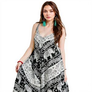 YOUR COZY Abito Donna Floreale Boho Senza Maniche Tasca