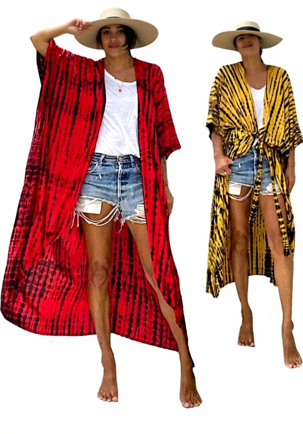 Copricostume Donna Caftano Vestito Mare Boho Chic Giallo